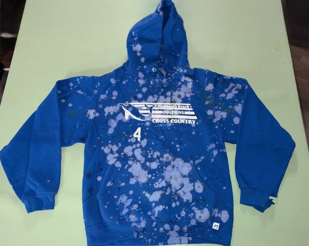 Russell Athletic Monmouth Beach Dolphins Cross Country Bleach Splatter Hoodie
